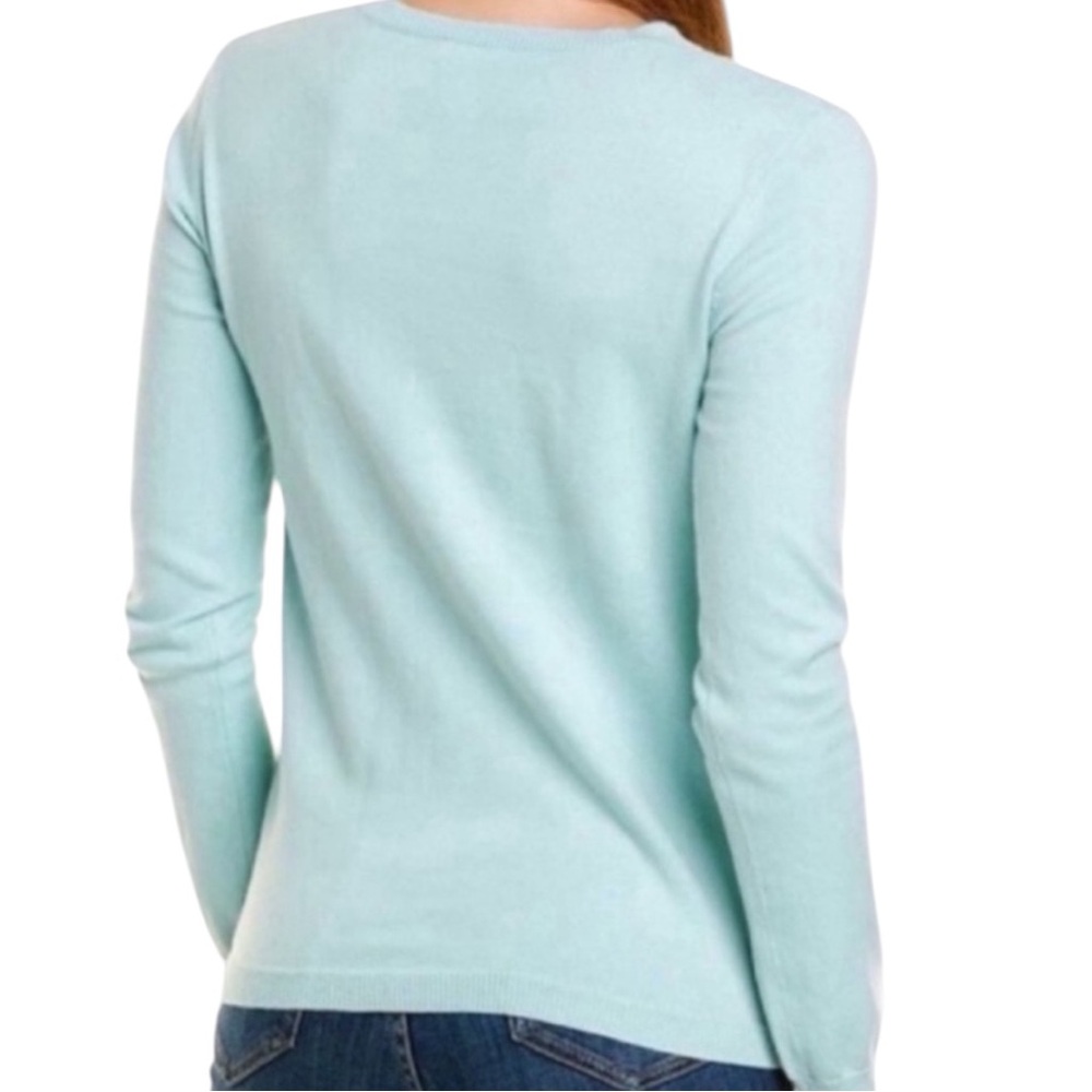 Two Bees Cashmere Allover Pineapple Print Pullover Sweater Aqua SZ M - Picture 2 of 10